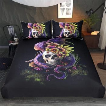 Flower Skull Bedding Set