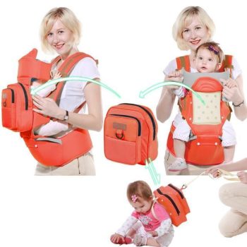 Pink Blue Orange Baby Carrier With Diaper Bag - Image 5