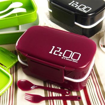 Large Capacity 1400ml Double Layer Plastic Lunch Box 12:00 Microwave