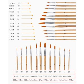 Lot Nylon Hair Oil Painting Brushes Set - Image 6