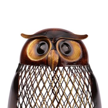 Metal Owl Figurine Piggy Bank - Image 3