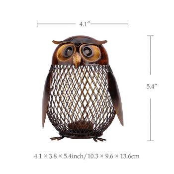 Metal Owl Figurine Piggy Bank - Image 5
