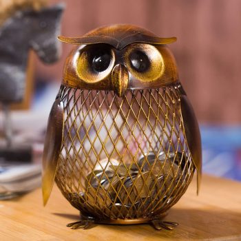 Metal Owl Figurine Piggy Bank - Image 8