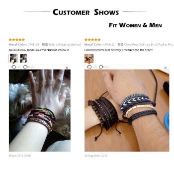 1Set 4-6PC Multilayer Leather Men Bracelet - Image 17