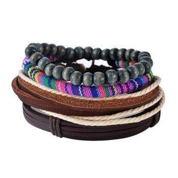 1Set 4-6PC Multilayer Leather Men Bracelet - Image 5