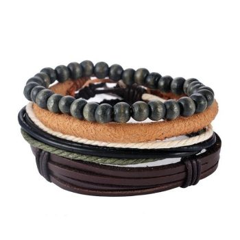 1Set 4-6PC Multilayer Leather Men Bracelet - Image 9