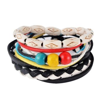 1Set 4-6PC Multilayer Leather Men Bracelet - Image 4