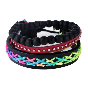 1Set 4-6PC Multilayer Leather Men Bracelet - Image 21