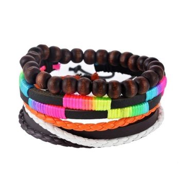 1Set 4-6PC Multilayer Leather Men Bracelet - Image 13