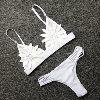 Sexy White Flower Bikini Beach - Image 13