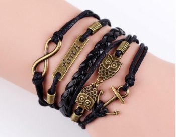 Multi-Layer Leather Charm Bracelet