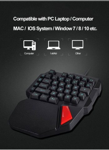 Professional Single Hand USB Wired Back-lit Gaming Keyboard - Image 5