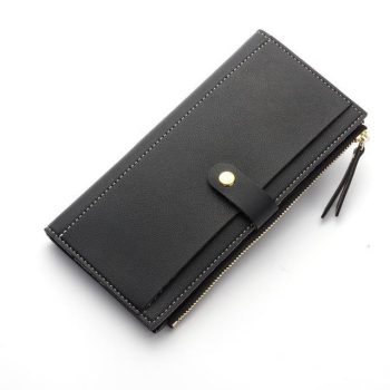 Long Solid Luxury Brand Women Wallets Fashion Hasp Leather - Image 2