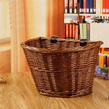 Wicker Bicycle Basket with Brown Straps - Image 7