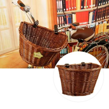 Wicker Bicycle Basket with Brown Straps - Image 9