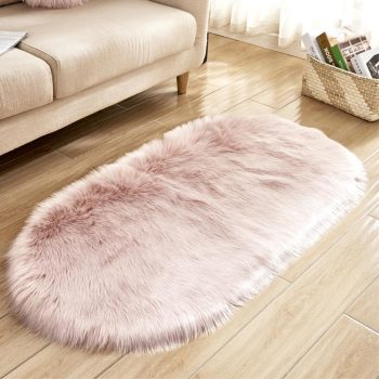 Pink Oval Fur Rug