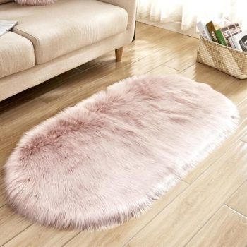 Pink Oval Fur Rug - Image 5