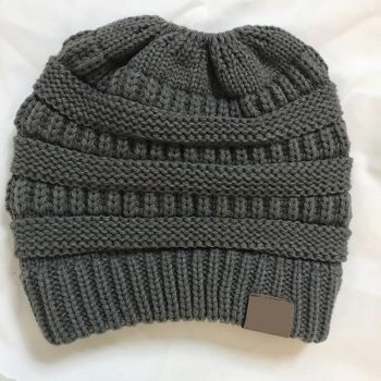 Knitted Messy Bun Beanie - Image 2