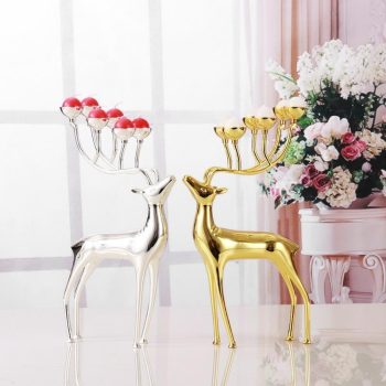Silver Gold Deer Candle Holders