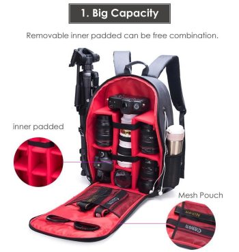 Waterproof Nylon Camera Backpack Case fit 15.6" Laptop Bag - Image 15