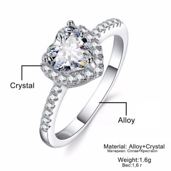Fashion Crystal Heart Shaped Wedding Rings - Image 7