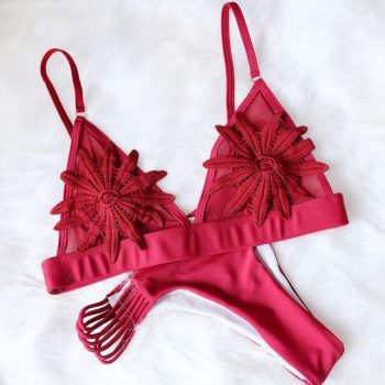 Sexy White Flower Bikini Beach - Image 2