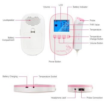 Fetal Doppler Baby Heartbeat Monitor With Thermometer - Image 5