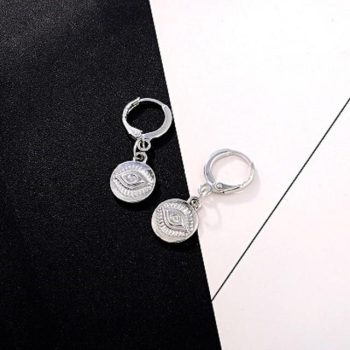 Round Gold Silver Eye Hoop Earrings - Image 2