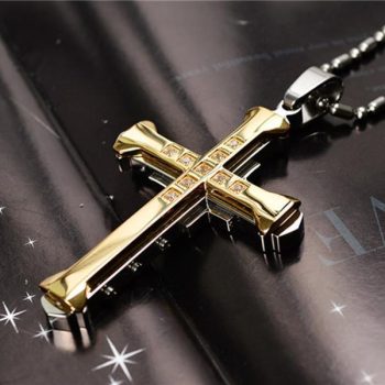 Crystal Cross Jesus Pendant Necklace for Men - Image 3