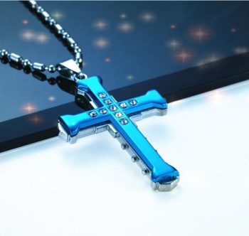 Crystal Cross Jesus Pendant Necklace for Men - Image 4