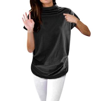 Casual Turtleneck Short Sleeve Blouse - Image 5