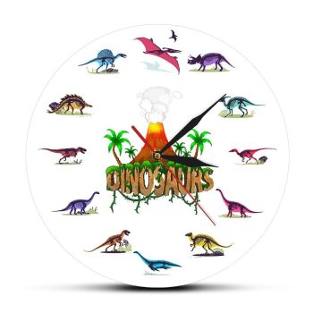 Colorful Printed Acrylic Dinosaur Wall Clock