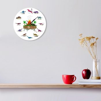 Colorful Printed Acrylic Dinosaur Wall Clock - Image 5