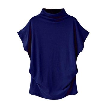 Casual Turtleneck Short Sleeve Blouse - Image 9