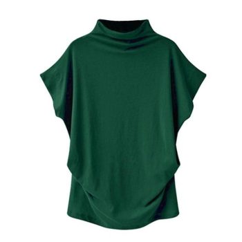 Casual Turtleneck Short Sleeve Blouse - Image 6
