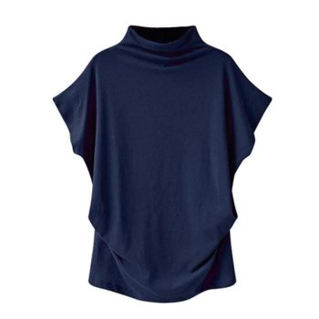 Casual Turtleneck Short Sleeve Blouse - Image 11