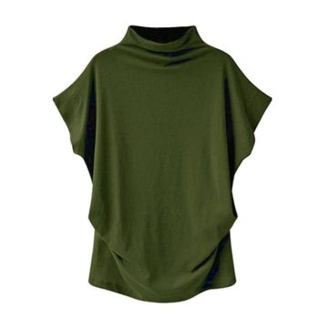 Casual Turtleneck Short Sleeve Blouse - Image 8