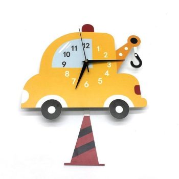 Car Wall Clock For Kids Pendulum Silent Movement - Image 5