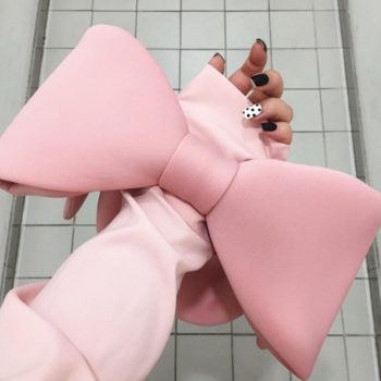 2019 New Personality Pink Color spliced Bow