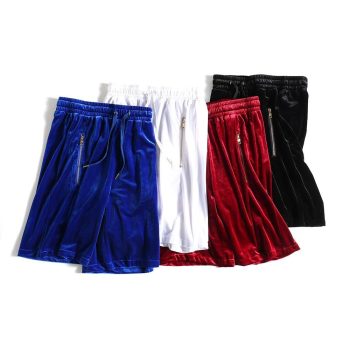 Mens Velvet Shorts Hip-Hop Short Kanye West
