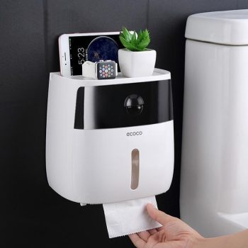 Waterproof Toilet Paper Holder with Tray