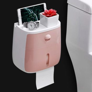 Waterproof Toilet Paper Holder with Tray - Image 3