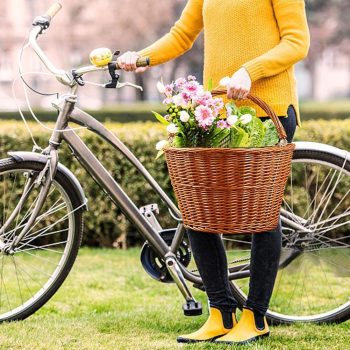 Wicker Bicycle Basket with Brown Straps - Image 12