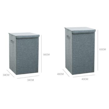 Cotton And Linen Laundry Basket With Lid Hamper Storage - Image 7