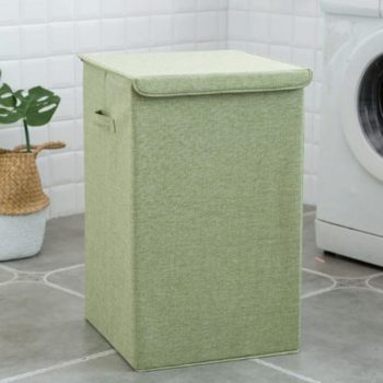 Cotton And Linen Laundry Basket With Lid Hamper Storage - Image 6