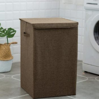 Cotton And Linen Laundry Basket With Lid Hamper Storage - Image 8