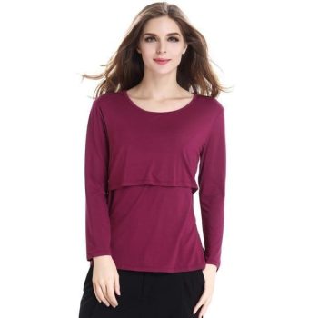 Long Sleeve Maternity Nursing Tops Pregnancy Breastfeeding Tees Shirt - Image 11